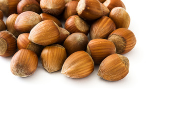 Hazelnuts isolated on white background
