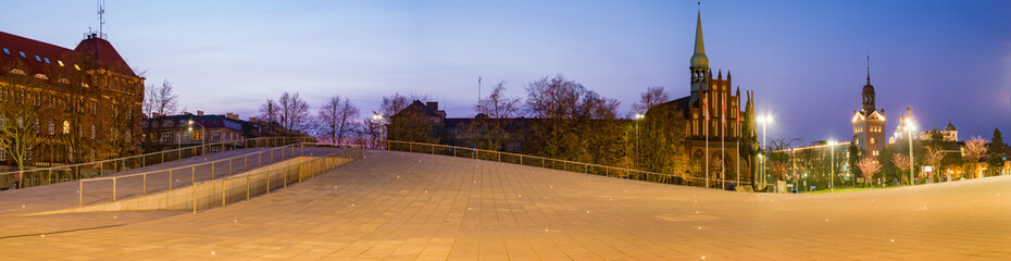 Panorama of the historical and representative part of the city of Szczecin in Poland