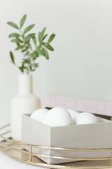 Fototapeta na wymiar Easter eggs in elegant box