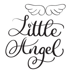 Little angel words on white background. Hand drawn Calligraphy lettering Vector illustration EPS10