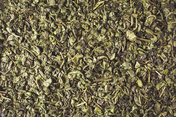 a heap of green tea. top view
