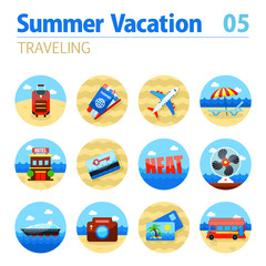 Traveling icon set. Summer. Vacation