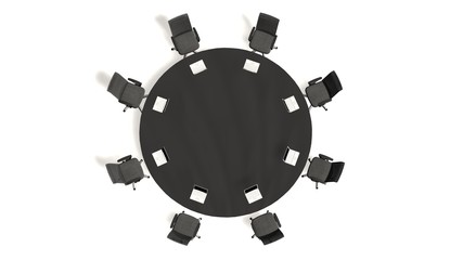 boardroom, meeting room and conference table with  with Office chairs and notebooks. Business concept. Isolate on white - 3d rendering