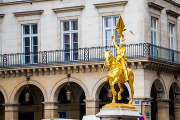 PARIS, FRANCE - August 6, 2016:The golden statue of Saint Joan of Arc in Paris, France.