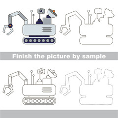 Kid drawing worksheet to complete picture by sample.