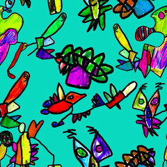 Seamless pattern of kids illustrations