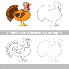 Kid drawing worksheet to complete picture by sample.