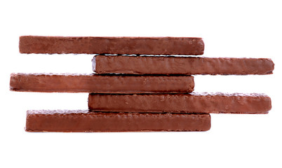 wafers in chocolate isolated on a white background