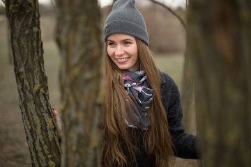 Portrait of a beautiful girl in the bush outdoors