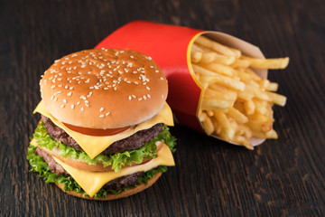 burger and french fries