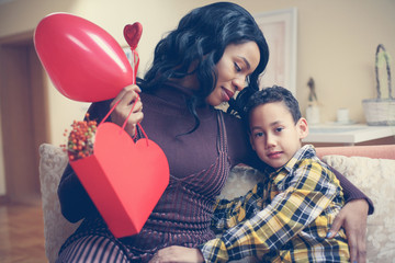 African American woman wit her son.