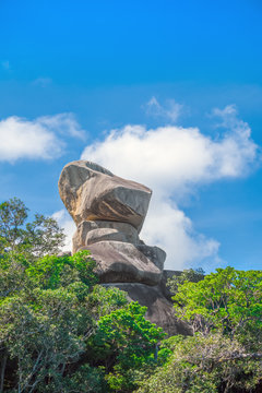 Sailing Boat Rock on sunny summer day, Similan islands.