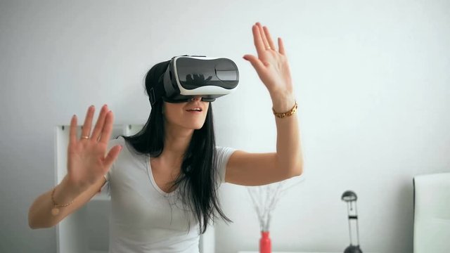 Young Woman experience with virtual reality