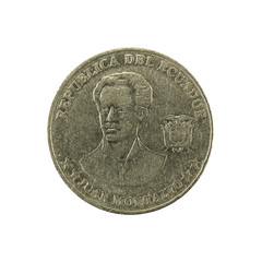5 ecuadorian centavo coin (2000) reverse isolated on white background