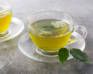 A cup of green tea.