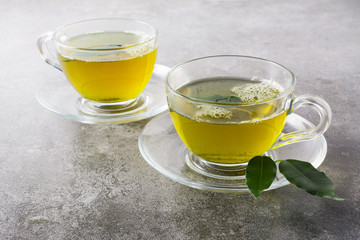 A cup of green tea.