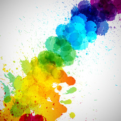 Holi background, abstract colorful splash paint blots. Bright spots and blobs for holiday design poster, card, banner, etc.