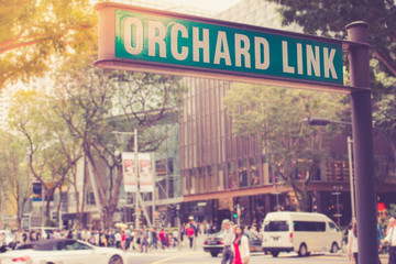 Street sign or traffic sign of Orchard Road. The famous shopping main street Orchard Road area in Singapore.