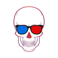 Skull with 3d glasses