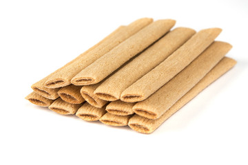 Waffle sticks isolated on a white background. Close up
