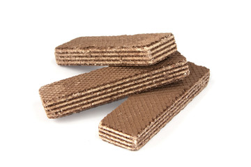 Waffle chocolate dessert isolated on a white background