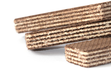 Waffle chocolate dessert isolated on a white background. Size view