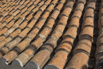 Old ceramic pottery terracotta roof tiles