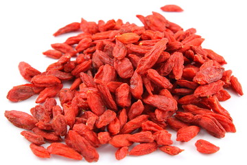 dried goji berries isolated on a white background