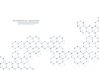 Hexagonal molecule DNA. Molecular structure of neurons system. Genetic and chemical compounds. Chemistry, medicine, science and technology concept. Geometric abstract background. Vector illustration