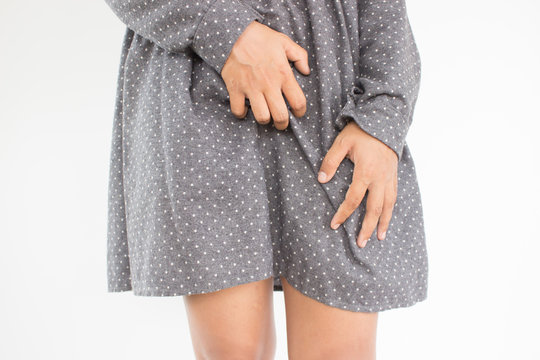 Woman scratch on intimate area, Woman healthcare concept and ideas