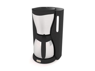 3d illustration black electric coffee machine iolirovannaya on a white background.