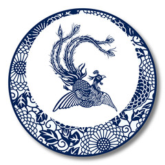 Chinese Traditional Blue And White Porcelain, Phoenix 