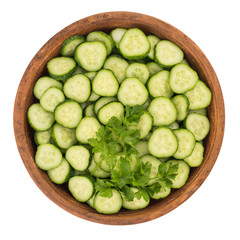 Bowl of fresh cucumber slices