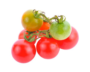 Cherry tomato vegetable closeup isolated on white