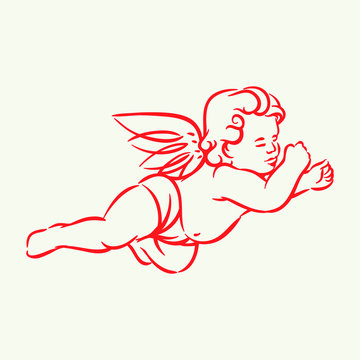 recommend clip art: Retro Angel vector illustration. hand-drawn angel vector elements in vintage style.