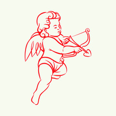 Retro Angel vector illustration. hand-drawn angel vector elements in vintage style.