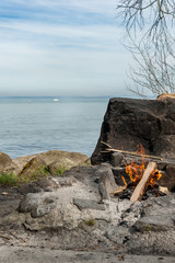 Obraz premium feuer am see
