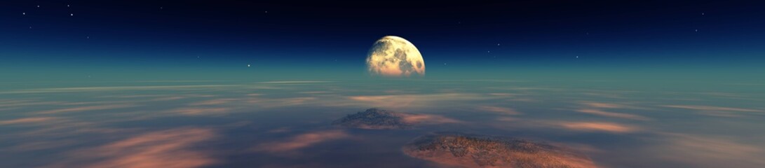 Obraz na płótnie Canvas Moonrise over Earth