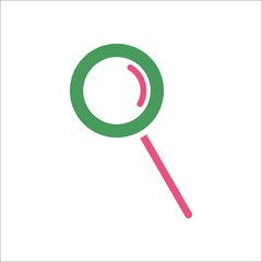 Loupe or magnifying glass simple flat icon on background