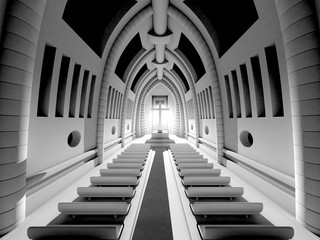 3D rendered Illustration of a Cathedral Interior		