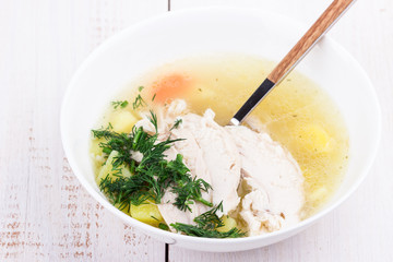 Fresh chicken soup