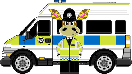 Cute Cartoon Giraffe Policeman