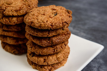 Sweet oatmeal cookies  in plate 