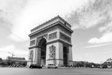 PARIS, FRANCE - August 28, 2016 : Arc de triomphe in Paris, one of the most famous monuments....