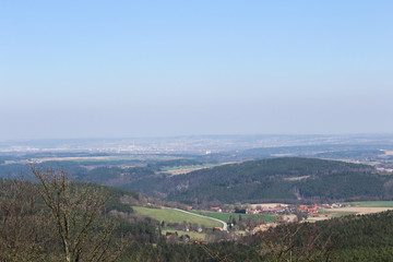 Czech landscape, panorama view to city Ceske Budejovice