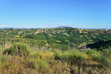 Fototapeta na wymiar Countryside panorama near Casacce and Perugia, Umbria region, Italy.