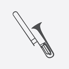 Brass Instrument Trombone, which Plays Jazz Music Direction. Vec