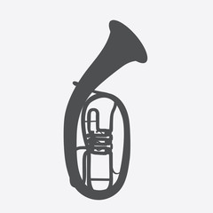Widely Menzurny Brass Instrument Tube. Vector Illustration.