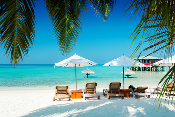 Beautiful nature landscape of tropical island at daytime, Maldives