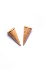 wafer or waffle ice cream cone for vanilla cream